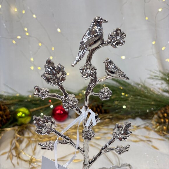 Nicole Miller Silver Metal Jewelry Birds Tree Necklace Ring Holder Stand Gift - Picture 7 of 7